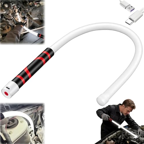 27" Bendable LED Flashlight Stick, 2026 New Rechargeable Flexible Work Light, 3 Brightness Levels Hands-Free, Portable USB-C Lighting for Car Repair, Mechanical Inspection, Tight Spaces