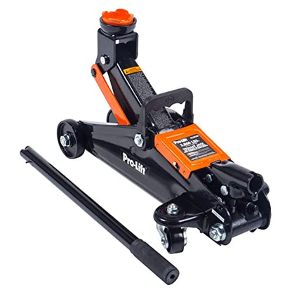 Pro-Lift Hydraulic 1.5 Ton Trolley Jack Car Lift with Blow Molded Storage Case - 3000 LBS Capacity Orange - color: Orange