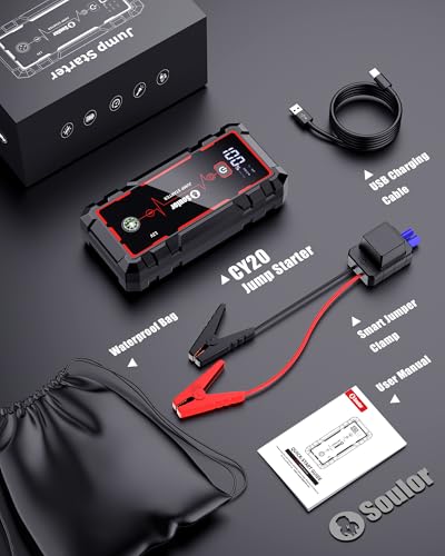 Jump Starter Battery Jumper Starter Portable Jump Box for Car Battery 5000A | Car Battery Jumper (Up To 10.0L Gas And 10.0L Diesel) With Led Display, Led Light, 12V Jumper Cablesand Compass - color: 5000A
