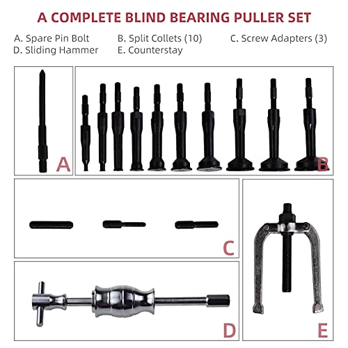 16PCS Blind Hole Pilot Bearing Internal Extractor Puller W/Slide Hammer Removal Tool Kit