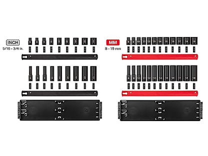 TEKTON 3/8 Inch Impact Socket Set, 42-Piece | SID91216 - size: 42-Piece (5/16-3/4 in.), style: Shallow and Deep