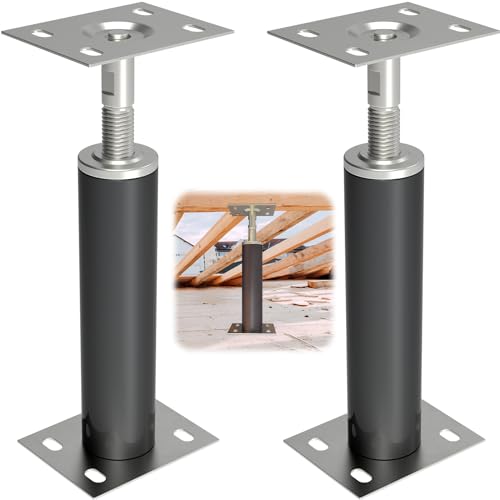 ForoGore 2 Pack House Jacks for Leveling Adjustable Floor Jack Post Floor Jack for House Telescoping Jack for Temporary Support, Adjustable Range 12 inch - 16 inch - size: Grey-2 Pack