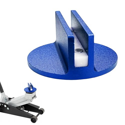 Universal Magnetic Jack Pad, 0.4" Slotted Aluminum Grooved Floor Jack Pad Tool Frame Rail Protector, Pinch Weld Jacking Puck Adapter with Large Slot for Most Vehicles (Blue) - color: Blue