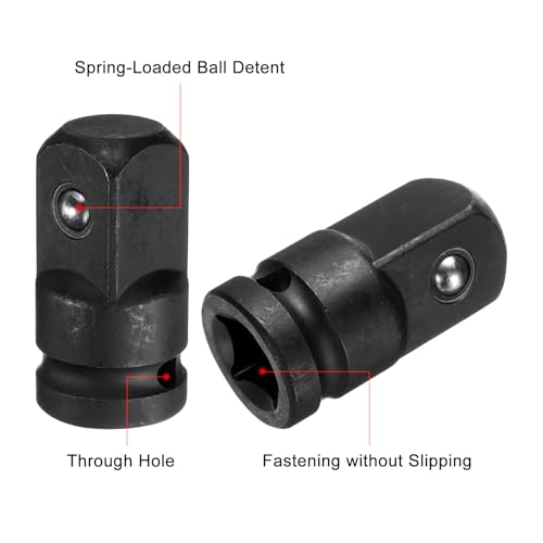 uxcell Impact Socket Adapter 1/2" CR-MO Steel Impact Adapter 1/2 to 3/4 for Impact Driver Air Impact Wrenches Ratchets