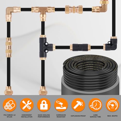 CheeMuii 100 FT 1/2" Double Layer DOT Air Line Premium PA12 Nylon 1/2 Pneumatic Tubing SAE J844 DOT Air Hose 31 Meter 1/2 Inch OD Pneumatic Air Tubing Pipe Hose Line - size: 1/2"OD-100FT-Double Layer
