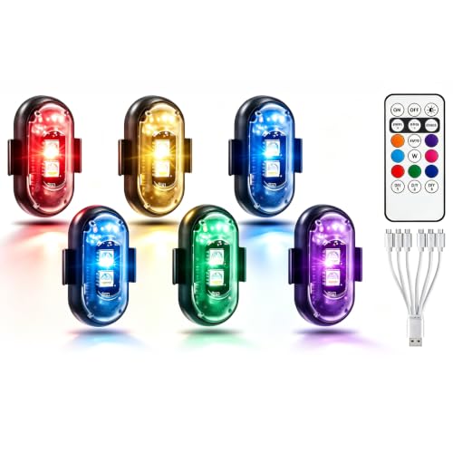 6PCS Wireless LED Lights for Car, Remote Control RGB Lights for Bike Trucks | Rechargeable RGB LED Lights Create Custom Lighting Effects for Cars, Motorcycles, Trucks, Drone, Camping, Outdoor Events - size: 6PCS
