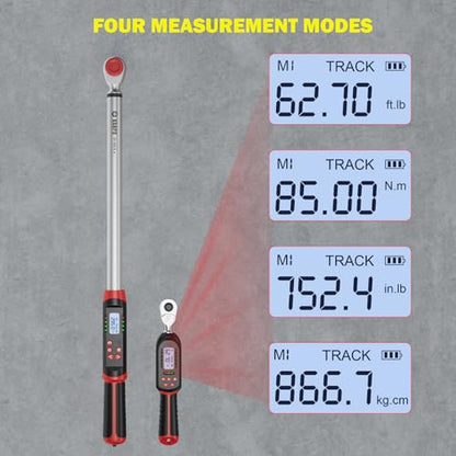 VANPO 3/8" & 1/2" Digital Torque Wrench Set, 3.1-62.7Ft.lb+14.7-295Ft.lb | 4.2-85Nm+20-400Nm, ±2% Accuracy, Preset Value, Buzzer & LED Indicator, Data Storage, for Car, Motorcycle, Truck, RV & Towing - size: 3/8-Inch & 1/2-Inch(3.1-62.7Ft.lb/& 4.7-295Ft.l