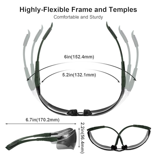 xaegistac Shooting Glasses Anti Fog -Shooting Range Eye Protection | Adjustable Safety Glasses with Z87.1 Certificated Impact Reistance - color: Army Green Frame Gray Lens