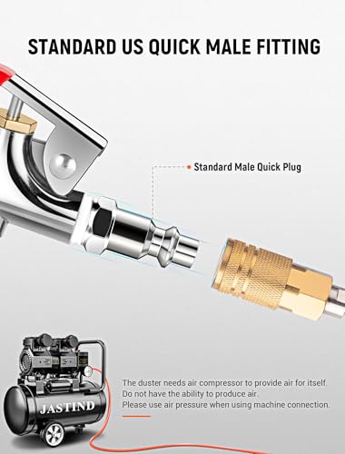 JASTIND 4Pcs Air Blow Gun Kit, 2-Way Connection Air Nozzle Blow Gun with Rubber Tip & 1/4IN Standard Quick Plug, Air Compressor Accessories Blower Gun for Dust Cleaning