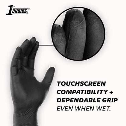 1st Choice Nitrile Gloves, Disposable, Latex-Free, Black, 6 Mil, Industrial, for Mechanics, Cleaning, Automotive and Home Use - size: Small, style: 2 Boxes of 100