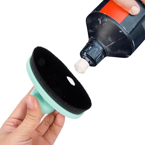 Yoseng Tire Shine Brush - Curved Brush Head & Large 3.8'' Tire Dressing Applicator with Storage Stand for Automotive Detailing, Car Enthusiasts, DIY Users,Vegan, Washable (Light Green) - color: Green