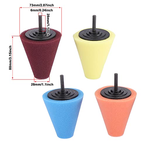 X AUTOHAUX 4pcs Cone Polishing Pad Sponge Buffing Pads for Automotive Car Wheels Hub Cleaner