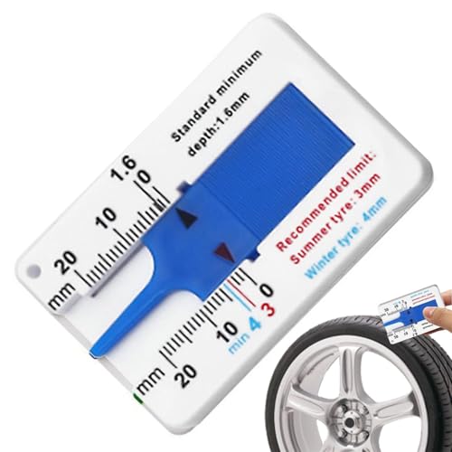 Generic Tread Depth Gauge for Tyres,Tyre Tread Depth Gauge, Auto Car Tyre Tread Depth Gauge Caliper Tire Ruler Vernier Depth Indicator Tire Wheel easure Tool (2PCS) - color: 2PCS