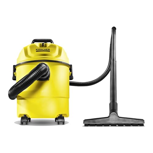 Kärcher WD 1 Classic Multi-Purpose 4 Gallon Wet-Dry Shop Vacuum Cleaner with Floor Nozzle, Crevice Nozzle, Blower Feature, Compact Space-Saving Design, 900W - style: WD 1 Classic
