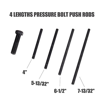MOSTPLUS Harmonic Balancer Puller Set Adjustable 3-Jaw Puller, 4 Lengths Forcing Rods, Compatible with Chrysler GM Mitsubishi 6-Piece