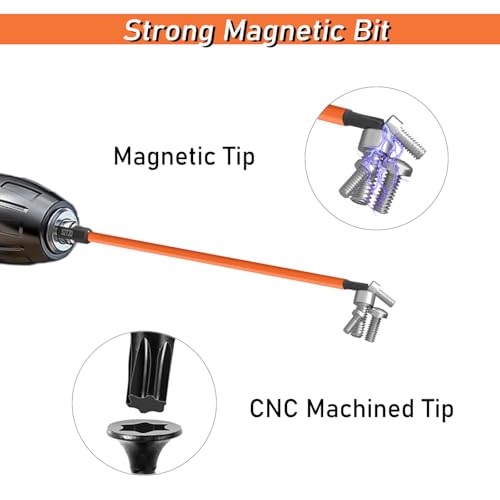 13PCS 6-Inch Long Torx Screwdriver Bit Set (T5-T40), Magnetic Torx Head Drill Bit Set S2 Steel 1/4'' Hex Shank Impact Bit with CNC Machined Tips 6-Point Star Bit Set for Impact Driver - size: 6 inch / 150mm