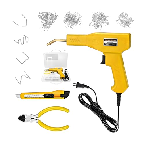 Car Plastic Welder, Vehicle Plastic Welder Gun Kit for Bumper Repair with 200 Hot Staples ＆ Carry Case, Portable Automotive Repair DIY Tools Accessories, Universal for SUV RV Truck (Yellow) - color: Yellow