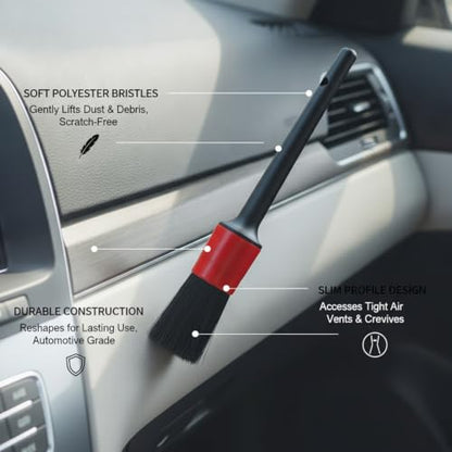 Car Interior Detailing Brush Set - Soft Bristle Cleaning Tool for Air Vents, Dashboard & Console (3 Pack) - size: 12.6 x 3.94 x 1.77 in
