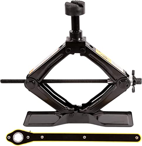 Steel Scissor Jack for Car 1.8 Ton Oversized Base, Portable, Ideal for SUV and Auto, Tire Changing Kit, Ratchet Handle Saving Strength Design (1.8 Ton) - style: Scissor Jack