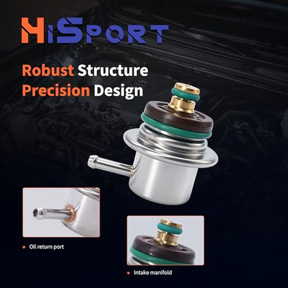 HiSport Fuel Injection Pressure Regulator - 3.0Bar, Replaces PR351, Compatible with Ford E-150/E-250/E-350/E-450/Excursion/Expedition/Explorer/F-150/F-250 Super Duty/F-350 Super Duty - size: HSFPR968AA