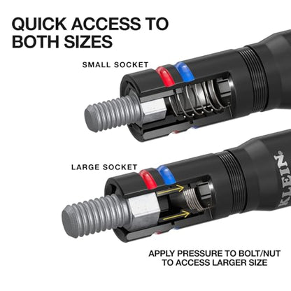 Klein Tools 651QS Quad Socket, 4 Sizes in 1 Socket, 4-in-1 Color Coded SAE Impact Rated, Heavy Duty, 1/4-Inch Drive, 3-1/2-Inch Shaft - size: 4 Sizes, SAE