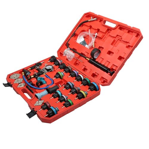 Silscvtt 33 PCS Radiator Pressure Tester Vacuum Cooling System Kit with Gauge Adapter Cap Universal for Auto Car Airlift
