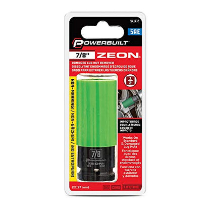 Powerbuilt 7/8 in. Zeon Lug Nut Socket Set for Damaged Lug Nuts - 941432M , Green - size: 22.2 mm