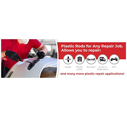 JOUNJIP 13" Plastic Welding Rods - Long 7 Types of Welding Plastic (PP PU ABS PE TPO PA PC) Most Common Plastics- For Use With JOUNJIP Plastic Welding Kit- 52 Pack 1/8" Dia - High Quality Checked