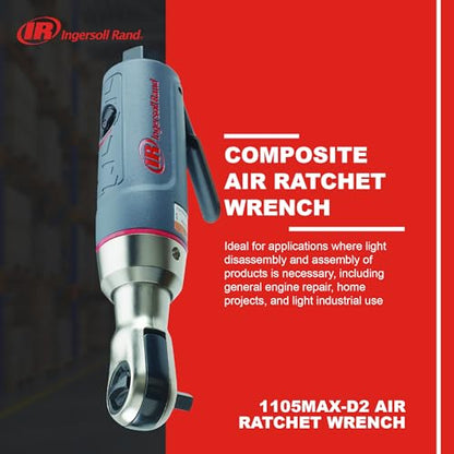Ingersoll Rand 1105MAX-D2 1/4" Drive Air Ratchet Wrench | Features up to 30 ft-lbs torque and 300 rpm, ideal for fastener installation and removal in tight spaces - style: 1105MAX-D2 1/4 Inch Mini Composite Air Ratchet
