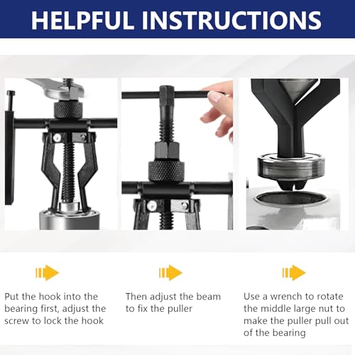 3 Jaw Inner Bearing Puller Gear Extractor Internal External Pulling Tool Carbon Steel Wheel Pilot Bearing Puller kit for Motorcycle Motorbike Car SUV
