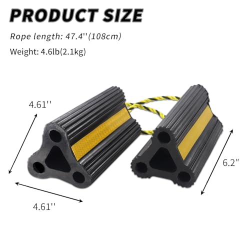 Vacallity Wheel Chocks for RV Trailer Car Truck, Upgrade Rubber Wheel Chocks with Rope Easy to Use,Camper Travel Chock Blocks Wheel Immobilizers & Chocks (6.2" 4pair) - size: 6.2" 4pair