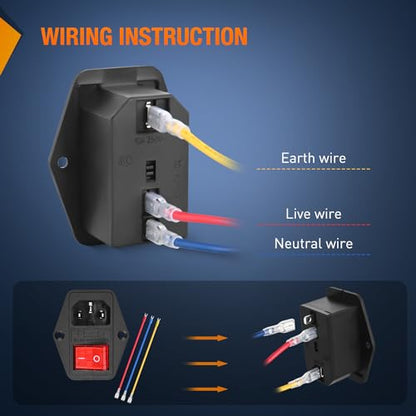 Nilight 2Pcs Switch Power Socket 10A 250V AC Inlet Module On Off Switches Built-in Fuse Led Light 3 Pin Outlet for 3D Printers Computers Home Appliance - color: 2PCS Switch Power Socket