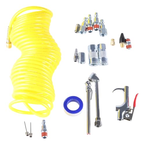 20Piece Professional Air Compressor Accessory Kits with Recoils Hose and Blow Guns for Inflation and Cleans Attachments