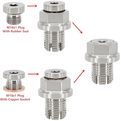 M14.1-1.5 x 15mm Oversize Piggyback Oil Drain Plug, Stainless Steel Self Tapping Oil Pan Thread Repair Kit - size: M14.1x1.5