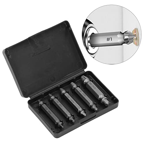 Screw Extractor Set 5PCS, Stripped Screw Extractor with Storage Box, Hex Shank Design, High Speed Steel Double-Ended Drill Bit Tool for Easy Removal of Stripped or Broken Screws