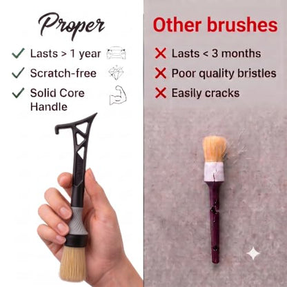 Detailing Brush Set 3 in 1 Patent Pending in House Design from Proper. Detail Automotive Interior or Exterior, get Professional Results with Proper Detail Brushes Car Detailing - 3 Pack - color: 3 Pack - Multi