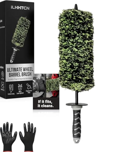The Ultimate Wheel Tire Cleaning Brush, Ergonomic Long Handle Wheel Scratch-Free Auto Detailing Brushes for Cleaning Wheels Tires, Exhausts & Delicate Surfaces Car Detailing Kit