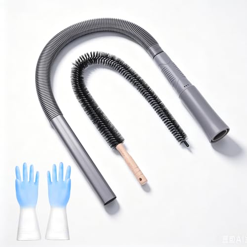 3 Pieces Dryer Vent Cleaner Kit: Vacuum Hose With Brush & Gloves Fits for Vacuums Cleaner, Refrigerator Condenser Coils, Tight Spaces Behind Appliances, Deep Cleaning Tools for Clogged Ducts-Gray - color: Gray(Complete Kit)