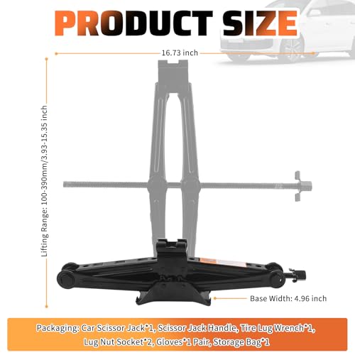 2 Ton Scissor Jack for Car Set Heavy Duty,Portable Car Jack Kit Includes Scissor Jacks Handle/Lug Wrench/Lug Nut Socket,Professional Cars Emergency Kits Tire Jacks Kit for Cars