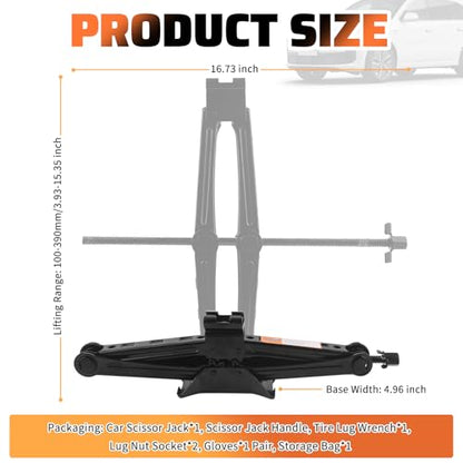 2 Ton Scissor Jack for Car Set Heavy Duty,Portable Car Jack Kit Includes Scissor Jacks Handle/Lug Wrench/Lug Nut Socket,Professional Cars Emergency Kits Tire Jacks Kit for Cars