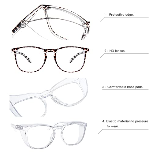 JOO'RTI Anti-Fog Safety Goggles Anti-Blue Light Saftey Glasses Anti-Dust Protective Eyewear for Women and Men - color: 2packs(demi & Trans)