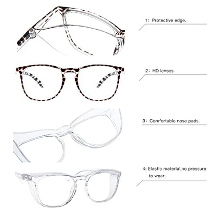 JOO'RTI Anti-Fog Safety Goggles Anti-Blue Light Saftey Glasses Anti-Dust Protective Eyewear for Women and Men - color: 2packs(demi & Trans)