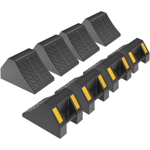 Heavy Duty Rubber Wheel Chocks 8 Packs, Premium Wheel Stopper for Car, Travel Trailers, RV, Truck, and ATV (4 Inch - 8Pack) - size: 4 Inch - 8Pack