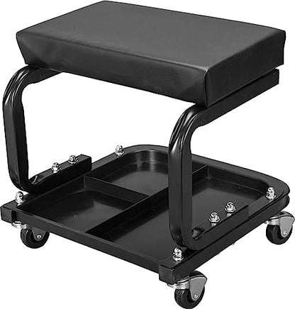 Torin ATR6300B-1 Rolling Creeper Garage/Shop Seat: Padded Mechanic Stool with Tool Tray Storage, Black - style: Normal Seat