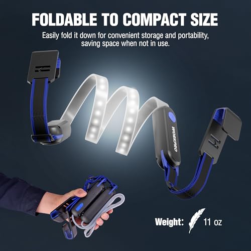 WORKPRO Rechargeable Underhood Work Light, 25inch Long Foldable LED Work Light Bar, 3 Lighting Modes with Adjustable Straps and Hooks, Magnetic Light for Car Repairing/Garage/Workshop/Emergency