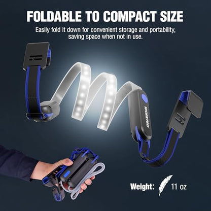 WORKPRO Rechargeable Underhood Work Light, 25inch Long Foldable LED Work Light Bar, 3 Lighting Modes with Adjustable Straps and Hooks, Magnetic Light for Car Repairing/Garage/Workshop/Emergency