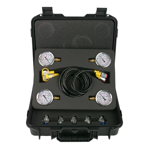 Hydraulic Pressure Test Kit w/ 4 Gauges & 12 Coupling, Excavator Pressure Gauge Testing Tester Coupling Set - size: 19PCS: 4 Gauges