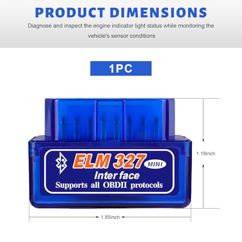 ELM327 OBDⅡ Car Auto Diagnostic Scanner, Professional OBD2 Bluetooth Scan Tool Engine Failure Detector, Wireless Interface Mini ELM327 Fault Code Reader for Android Windows - color: 1 PCS