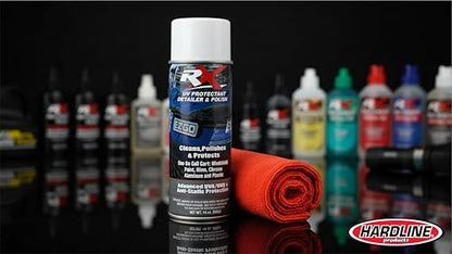 Hardline Products USA RX UV Protectant Golf Cart Detailer & Polish – Restores Vinyl Windows, Polycarbonate Windshields & Plastic Trim – Anti-Static – Cleaning Kit with Microfiber Towel - RXCT