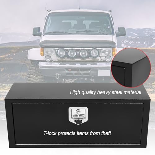 Heavy Duty Steel Plated Underbody Truck Tool Box with T-Handle Lock, Waterproof Tongue Box for Storage with Smooth Surface for Truck, Pickup, RV, Trailer - Black, 36" x 12" x 14" Inch - size: 36" x 12" x 14"